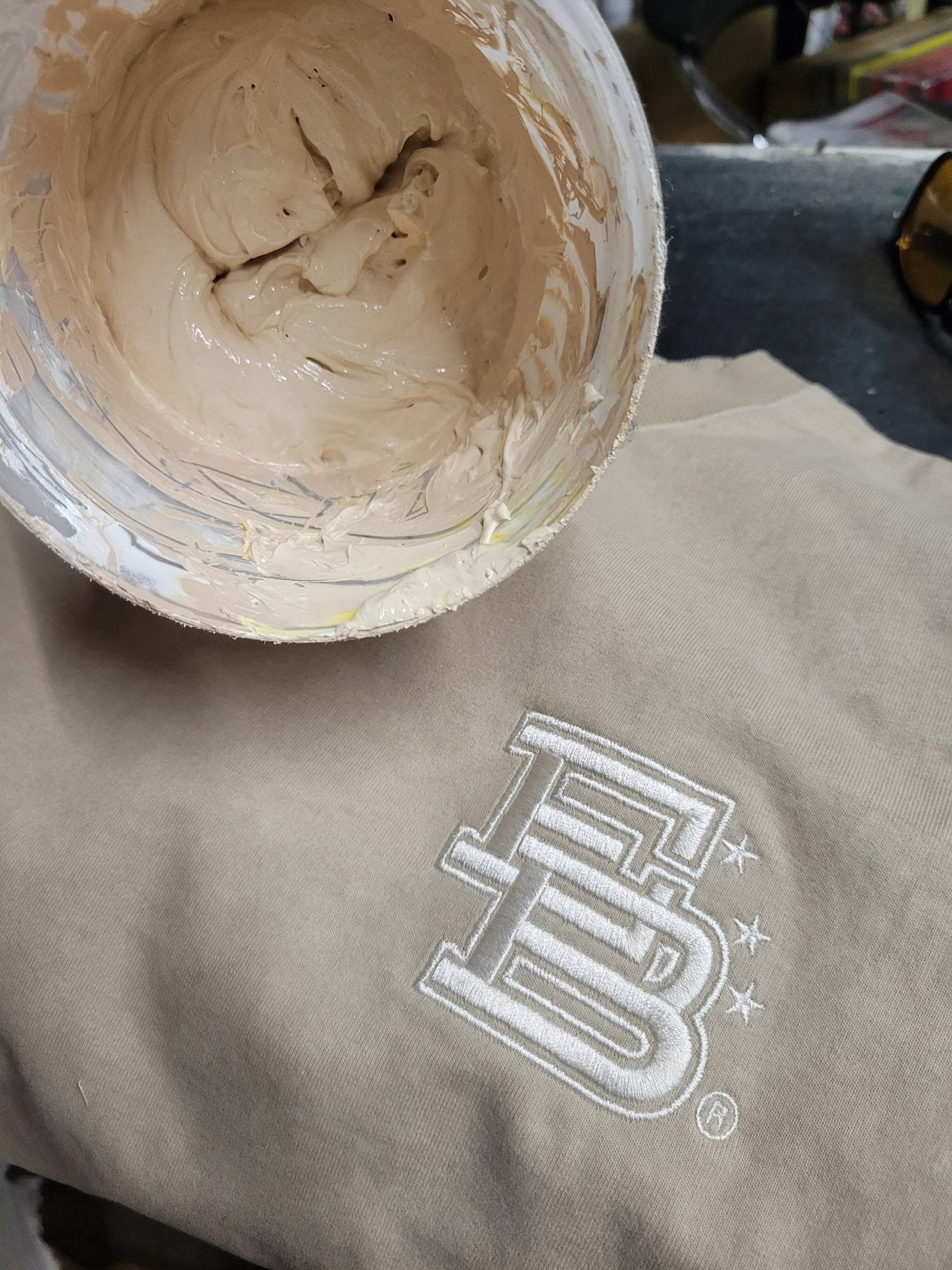 Sun Fade Box Tee - Vintage Tan Front "EB" Embroidered (Copy)