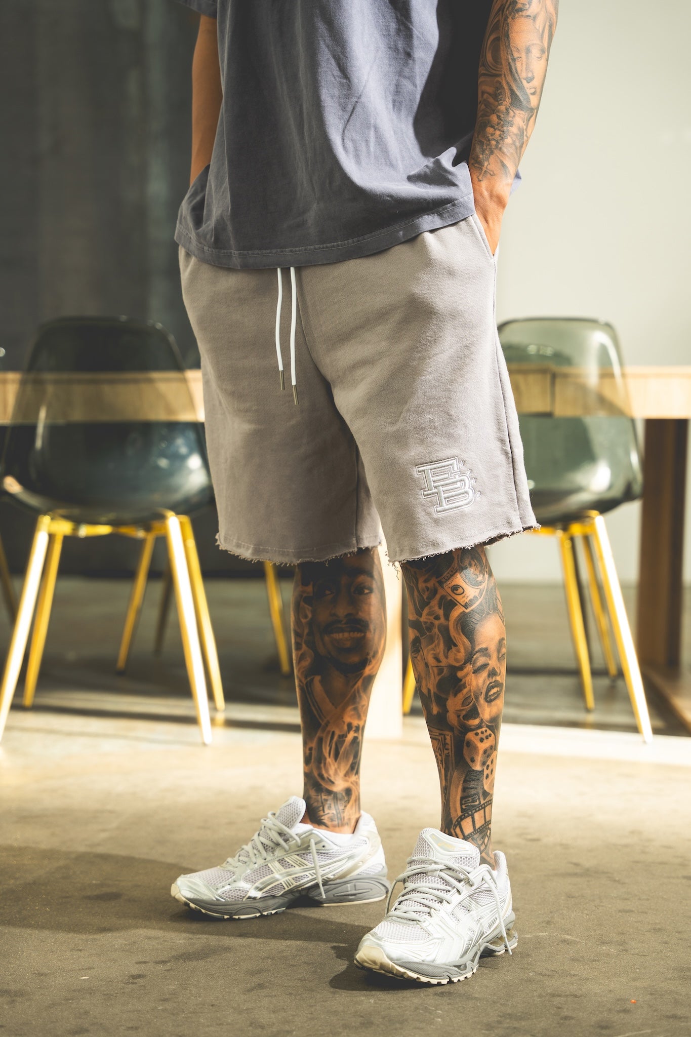 French Terry "EB" Baggy Embroiderd Shorts