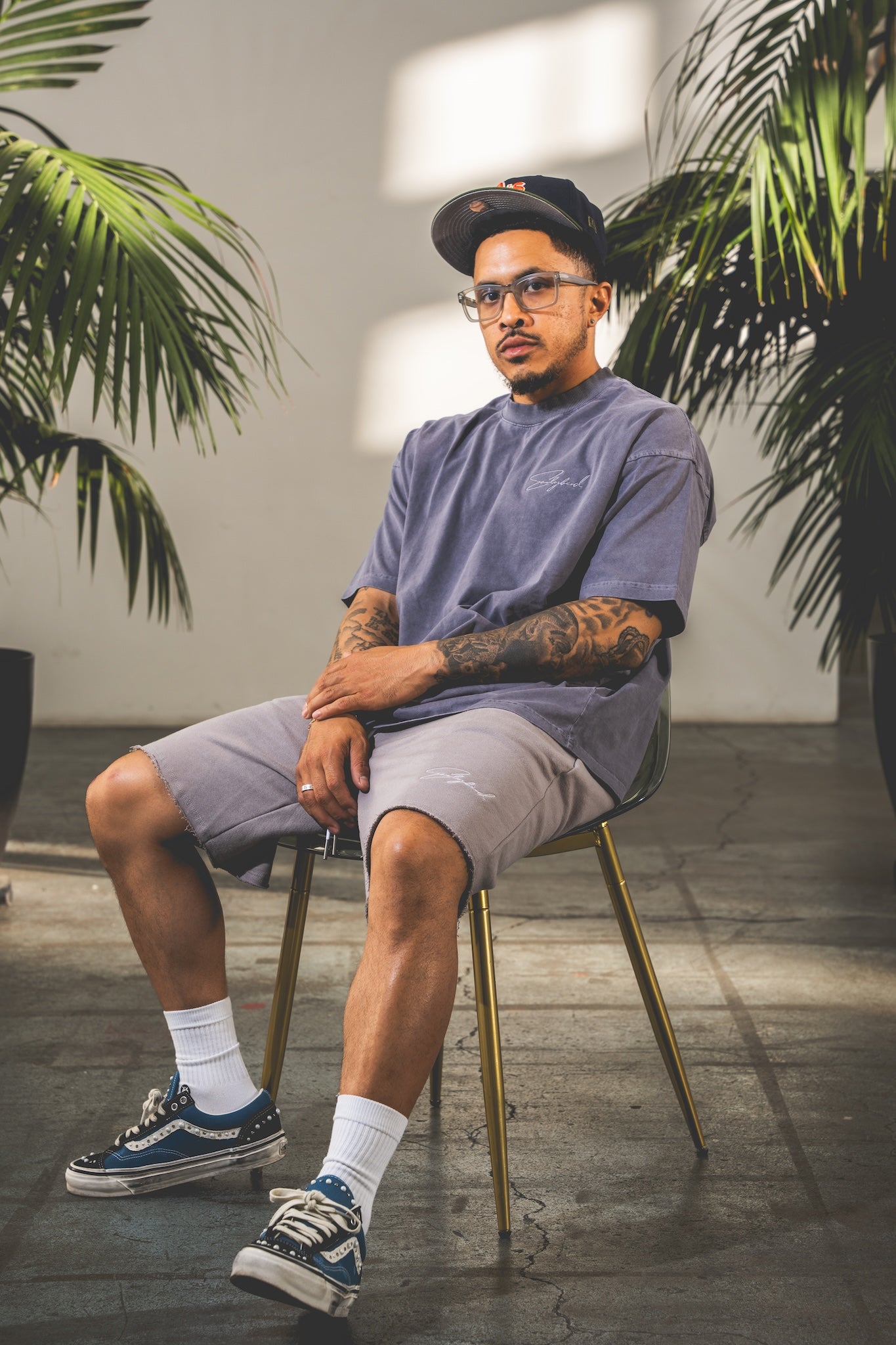French Terry "Signature" Baggy Embroiderd Shorts