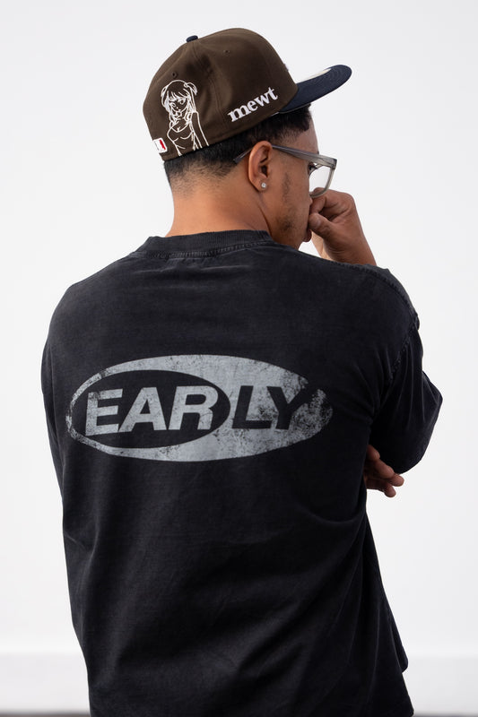 Sun Fade Box Tee - Vintage Black Front "EB" Embroidered